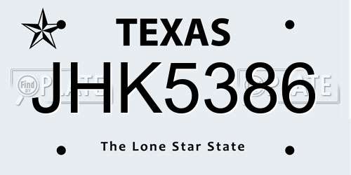 JHK5386 Texas License Plate