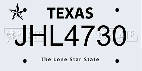 JHL4730 Texas License Plate