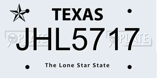 JHL5717 Texas License Plate