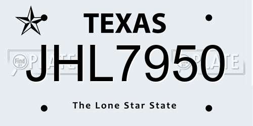 JHL7950 Texas License Plate