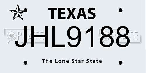 JHL9188 Texas License Plate