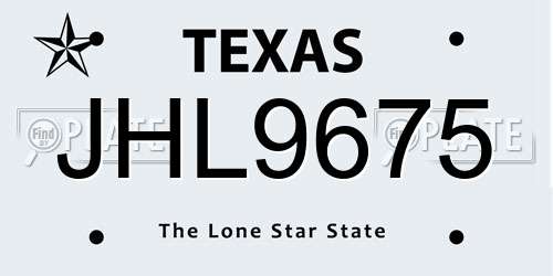 JHL9675 Texas License Plate
