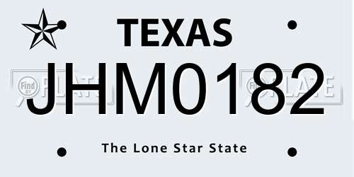 JHM0182 Texas License Plate