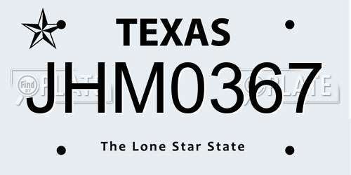 JHM0367 Texas License Plate