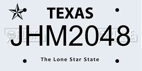 JHM2048 Texas License Plate