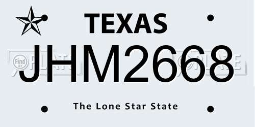 JHM2668 Texas License Plate