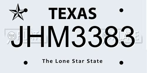 JHM3383 Texas License Plate