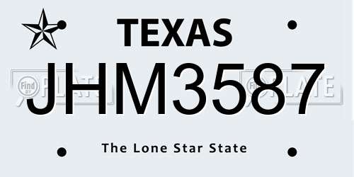 JHM3587 Texas License Plate
