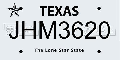JHM3620 Texas License Plate
