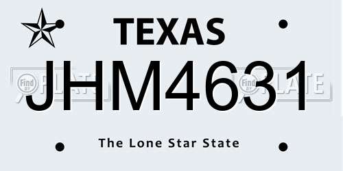 JHM4631 Texas License Plate