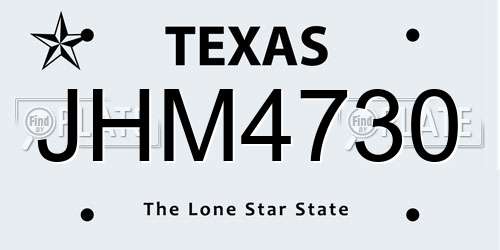 JHM4730 Texas License Plate