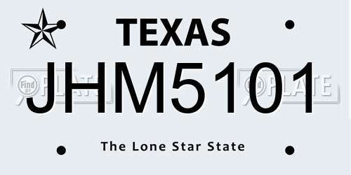 JHM5101 Texas License Plate