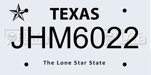 JHM6022 Texas License Plate
