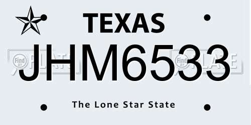 JHM6533 Texas License Plate