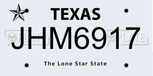 JHM6917 Texas License Plate