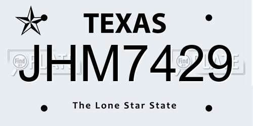 JHM7429 Texas License Plate