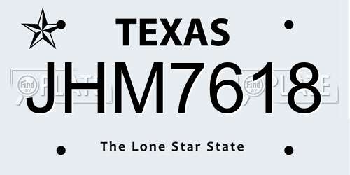 JHM7618 Texas License Plate