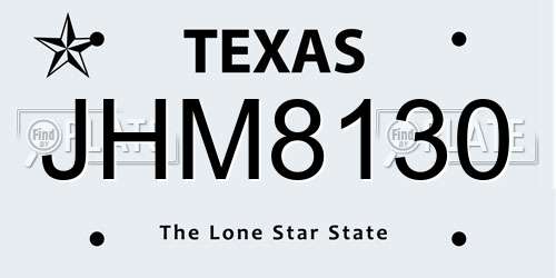 JHM8130 Texas License Plate