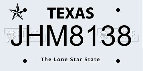 JHM8138 Texas License Plate