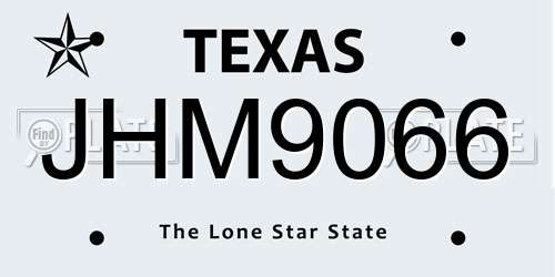 JHM9066 Texas License Plate