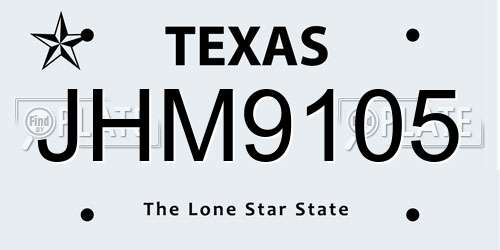 JHM9105 Texas License Plate