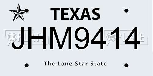 JHM9414 Texas License Plate