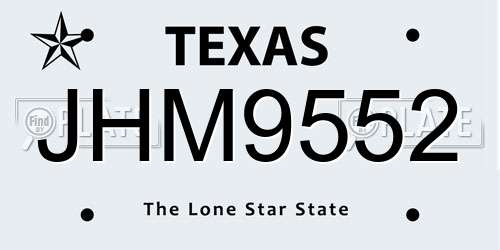 JHM9552 Texas License Plate