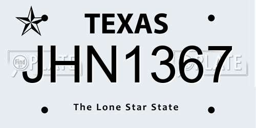 JHN1367 Texas License Plate
