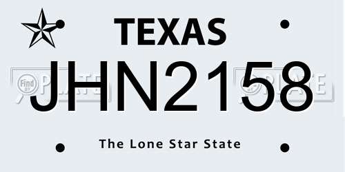 JHN2158 Texas License Plate