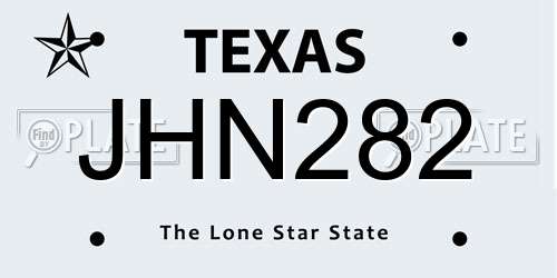 JHN282 Texas License Plate