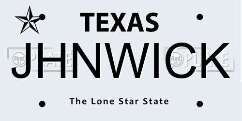 JHNWICK Texas License Plate