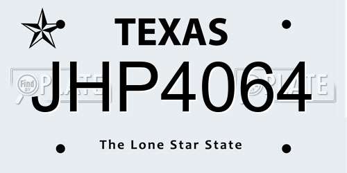 JHP4064 Texas License Plate