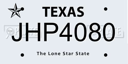 JHP4080 Texas License Plate