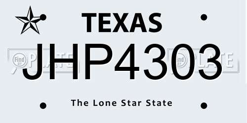 JHP4303 Texas License Plate