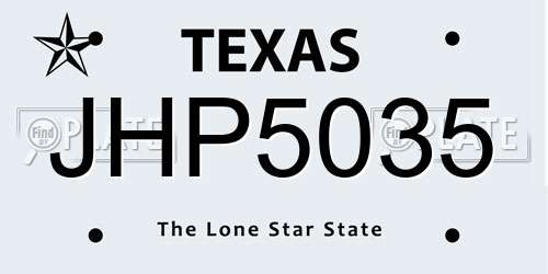 JHP5035 Texas License Plate