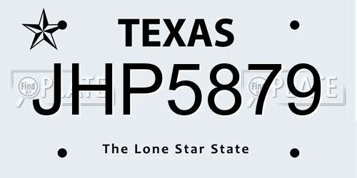 JHP5879 Texas License Plate