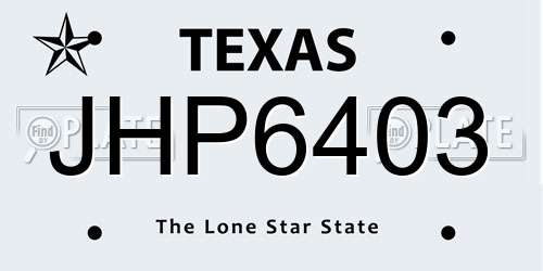 JHP6403 Texas License Plate