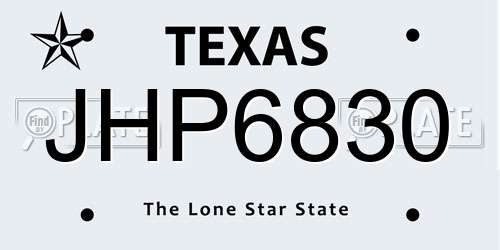 JHP6830 Texas License Plate