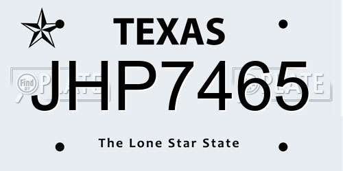 JHP7465 Texas License Plate