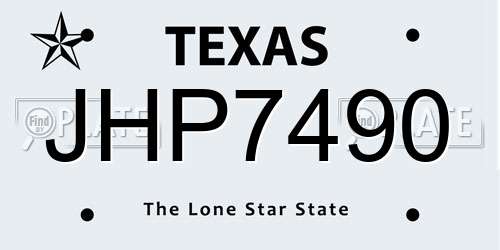 JHP7490 Texas License Plate