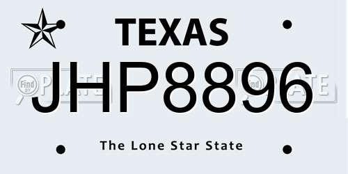 JHP8896 Texas License Plate