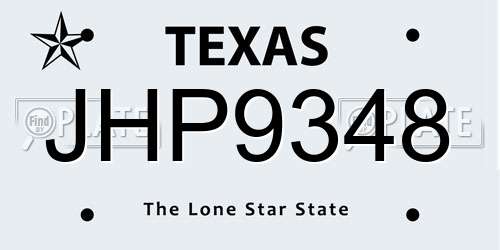 JHP9348 Texas License Plate