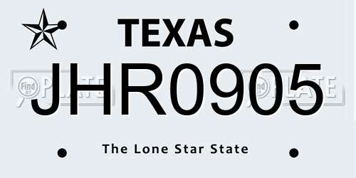 JHR0905 Texas License Plate