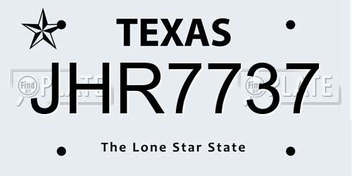 JHR7737 Texas License Plate