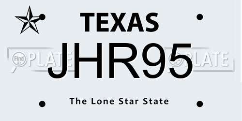 JHR95 Texas License Plate