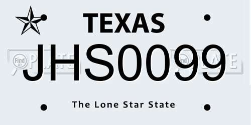 JHS0099 Texas License Plate
