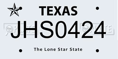 JHS0424 Texas License Plate