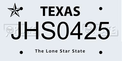 JHS0425 Texas License Plate