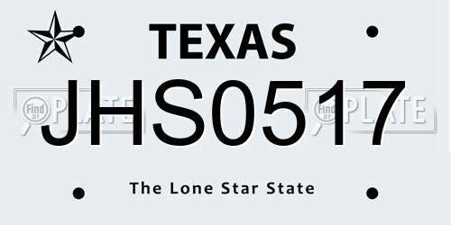 JHS0517 Texas License Plate
