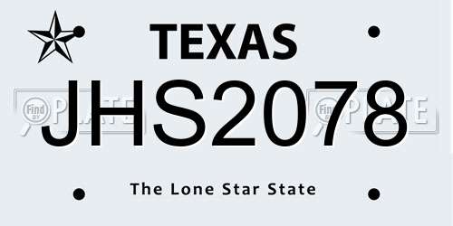 JHS2078 Texas License Plate